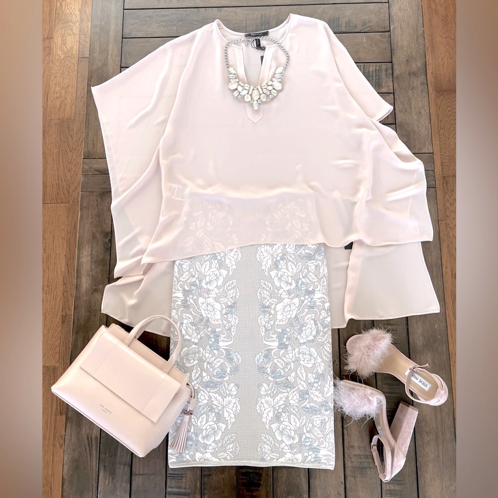 BCBG Max Azria Neda High-Low Hem Top.  Bare Pink. NWT.